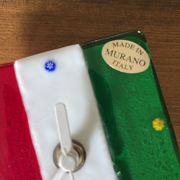 Murano Glass Clock. Italian flag. Small Desk or table clock. Made in Italy. - Picture 3 of 10